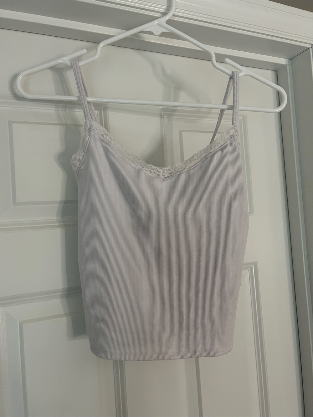 Hollister Lace-Trim Ribbed Cami - White